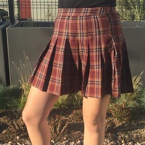 Plaid pleated mini skirt